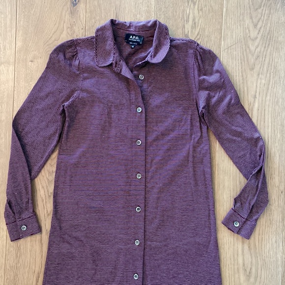 A.P.C. Striped Cotton Shirt Dress - Picture 7 of 14